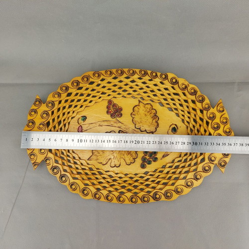 Old beautiful wooden fruit plate used