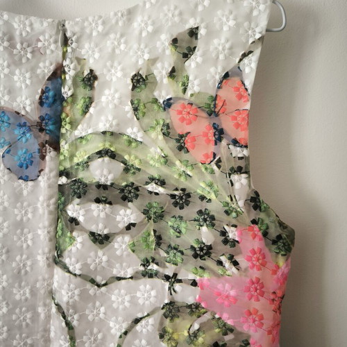 Derhy mini dress with embroidery, white and multicolor