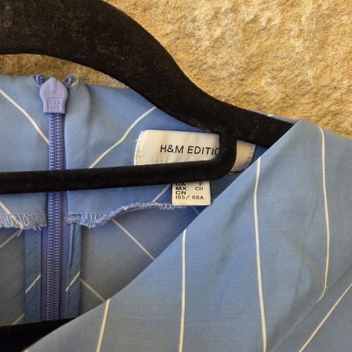 H&M Edition blouse with blue and white stripes and ruffle sleeves