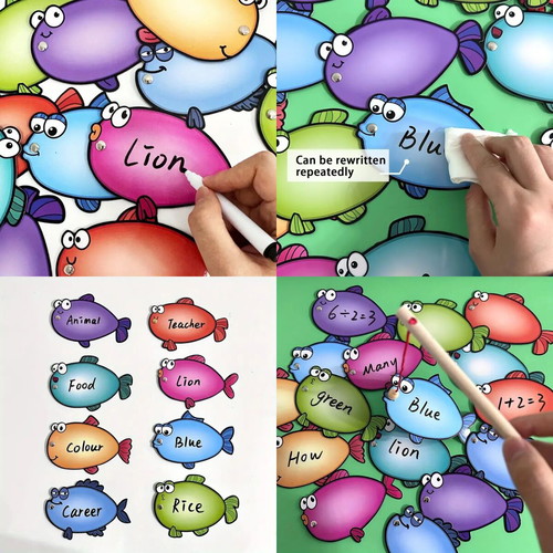 Fishing game new with magnetic rods and erasable markers