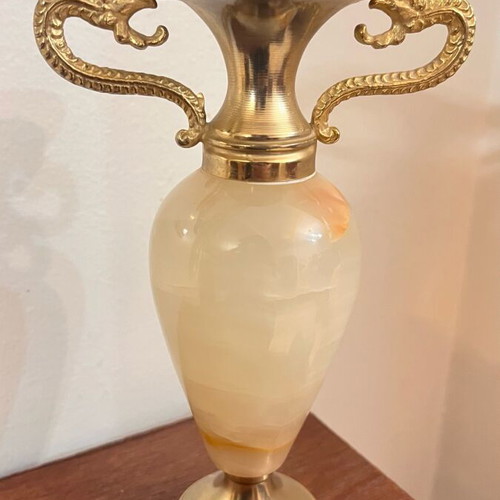 Vintage marble amphora like new with bronze dragon handles
