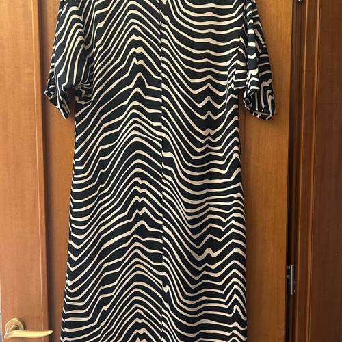 Mango long dress like new, black and yellow with belt