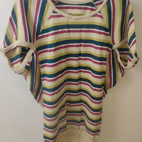 Summer knit blouse cotton viscose, new, beige and turquoise