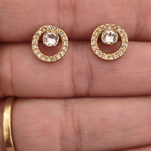 Swarovski jewelry set gold-tone with pavé crystals, new