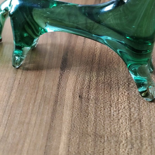 Vintage handmade decorative green glass horses like new