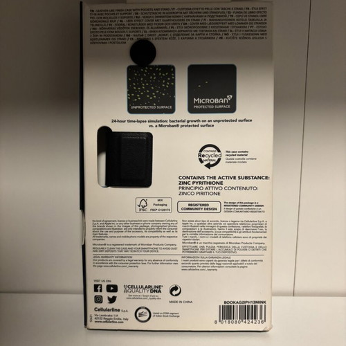 Cellularline Book Agenda case for iPhone 13 mini, black