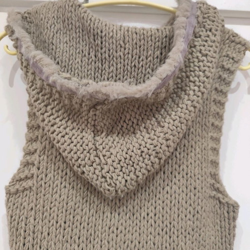 Knitted sleeveless vest with hood like new