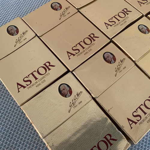 Astor empty cigarette packs used, pack of 10 from 1982