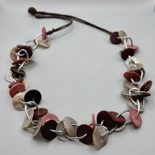 Original necklace with acrylic and mother-of-pearl elements like new