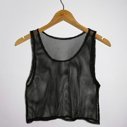 Sleeveless mesh blouse used, black, size XS/S