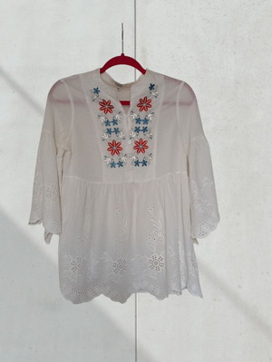 Monki Λευκή Τουνίκ με Κεντήματα Boho Σαν Καινούργιο