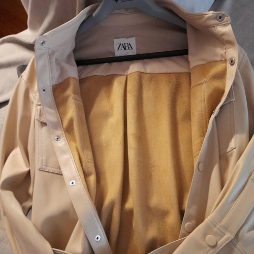 Γυναικείο πανωφόρι ZARA από δερματίνη εκρού μπεζ σαν καινούργιο