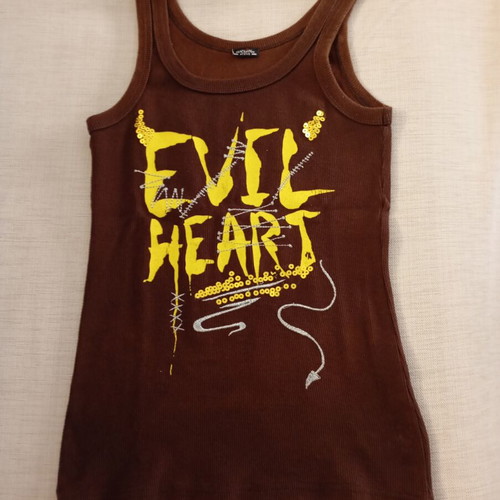 Sleeveless T-shirt like new, brown and yellow, size S