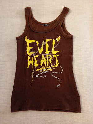 Sleeveless T-shirt like new, brown and yellow, size S