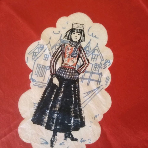 Cotton scarf like new with Dutch costumes 50x50cm