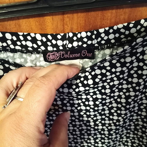 Volume One midi floral skirt, black and white, A-line