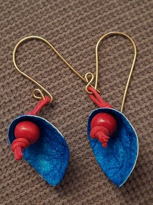 Blue silk cocoon earrings from Soufli Evros
