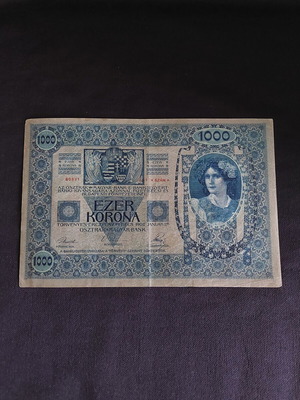 1000 Kronen Banknote Austria 1902 used, very good condition