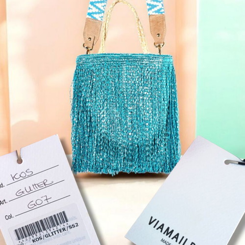 ViaMailBag Kos Glitter crossbody bag new, luxury Italian raffia