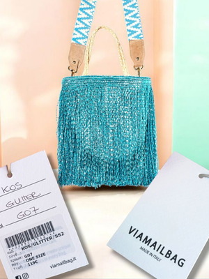 ViaMailBag Kos Glitter crossbody bag new, luxury Italian raffia