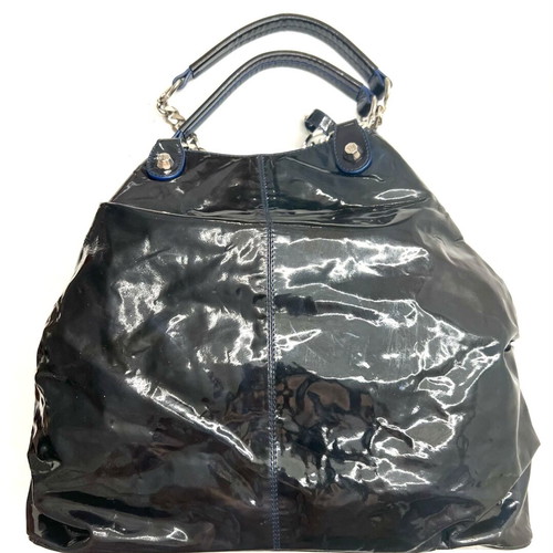 Stuart Weitzman patent leather shoulder bag used, gray