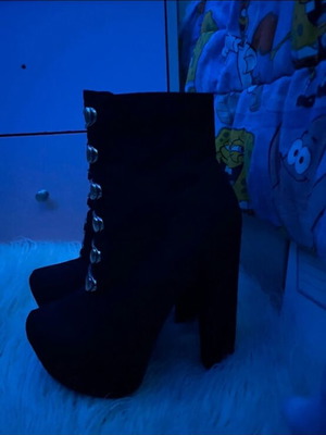 High-heeled boots 12cm like new, black size 38