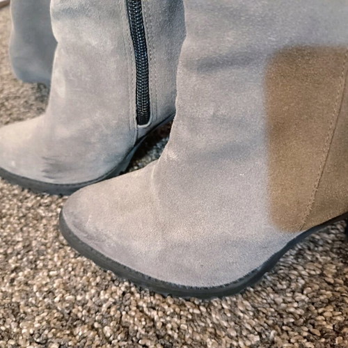 Suede leather grey high boots like new, size 37