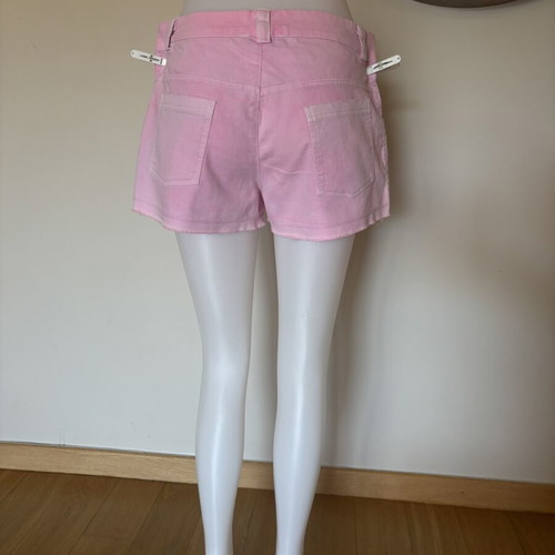 Regalinas pink denim shorts like new, size L, fringed