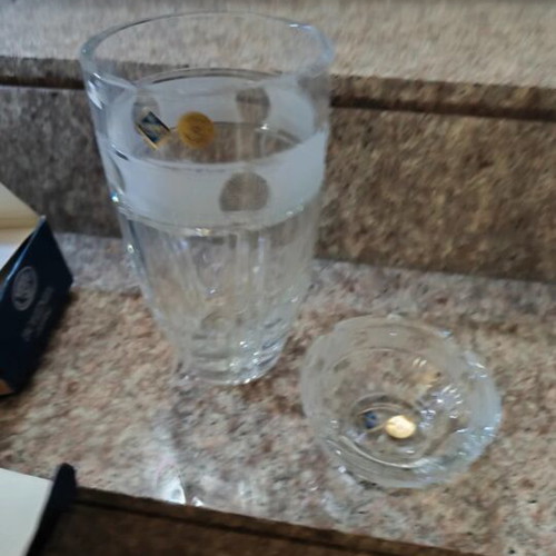Bohemia crystal vase and ashtray set new