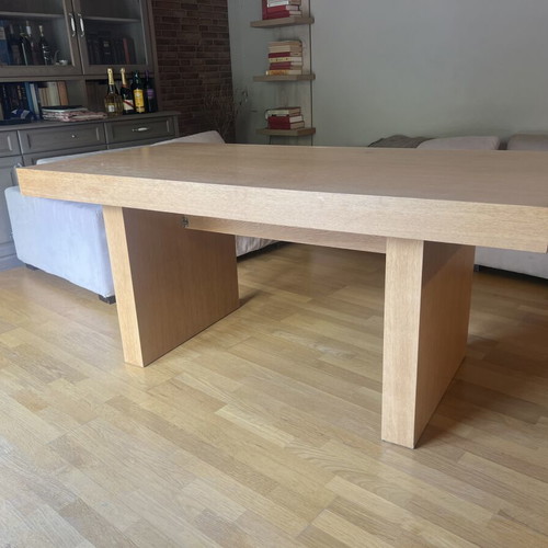 Wooden dining set with 6 chairs used, solid oak table