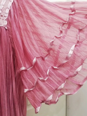 Azade vintage blouse with wide sleeves, pink chiffon