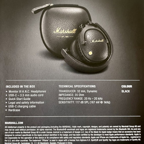 Marshall Monitor III ANC headphones with active noise cancelling