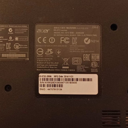 Acer Aspire E5-572G laptop used, i3-4000M, 8GB RAM, 120GB SSD, Nvidia 840M