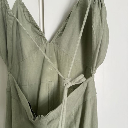 Zara Midi Linen Dress with Buttons and Open Back, used, size S