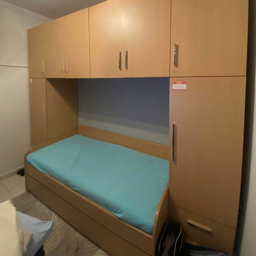 Bedroom furniture set new with bed, wardrobe, shelves and desk