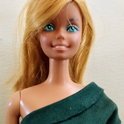 Vintage Barbie doll Mattel 1966 with handmade green maxi dress