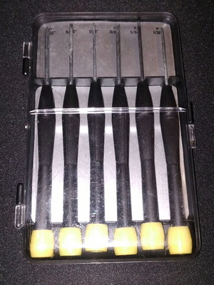 Set of small precision screwdrivers like new in case