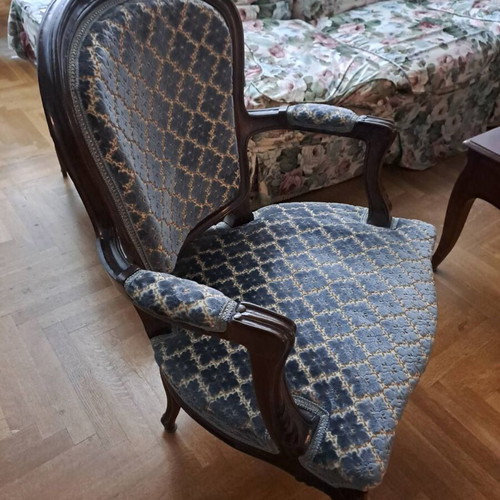 Vintage wooden armchairs set of 2 used with carved details