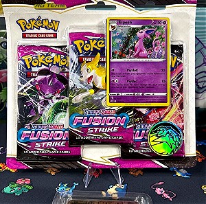 Pokemon 3 pack blister fusion strike with holographic promo Espeon