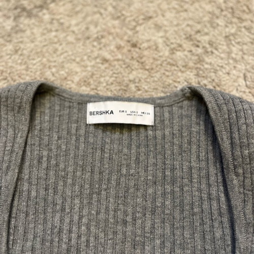 Bershka ribbed knit gray blouse like new size S