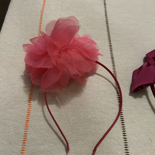 Children's fabric headbands used, set of two, fuchsia and burgundy