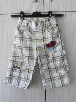 Boys' Bermuda shorts like new, size 3–4 years, plaid with Lightning McQueen