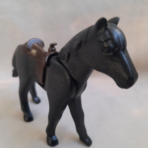Playmobil black horse used with saddle