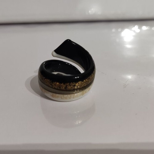 Murano Ring N.55 new, handmade glass with 24k gold leaf