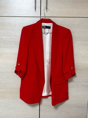 Zara blazer brand new, red with rolled-up sleeves, size S