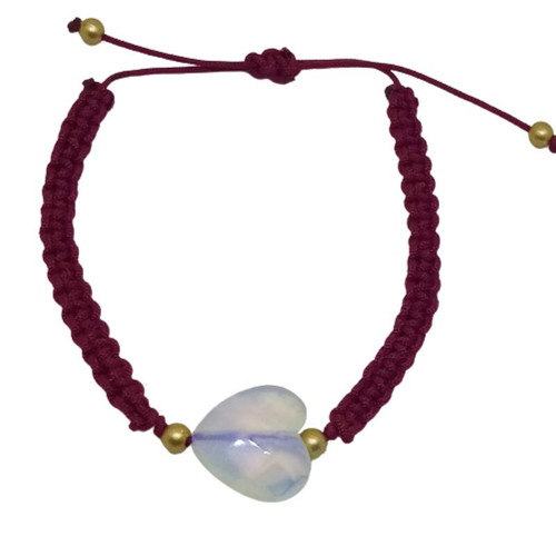 Handmade macrame bracelet with moonstone heart new