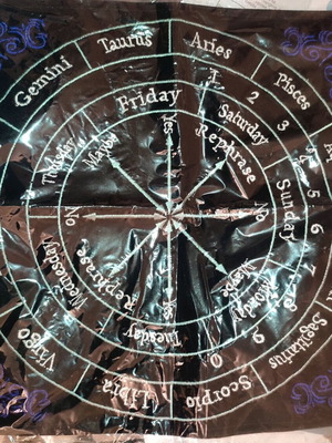 Astrological pendulum board new, embroidered fabric 30x30cm