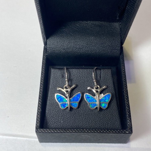 Silver butterfly earrings 925 new with opalite