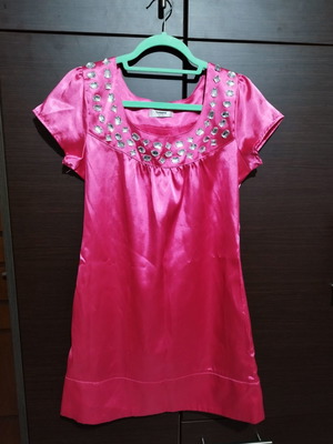 Satin fuchsia dress used, size s-m