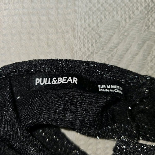 Pullbear women's medium blouse like new, black with silver thread